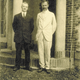 Eugenicists Harry Laughlin (left) and Charles and Davenport (right) photographed outside the Eugenics Record Office at Cold Spring Harbor.
